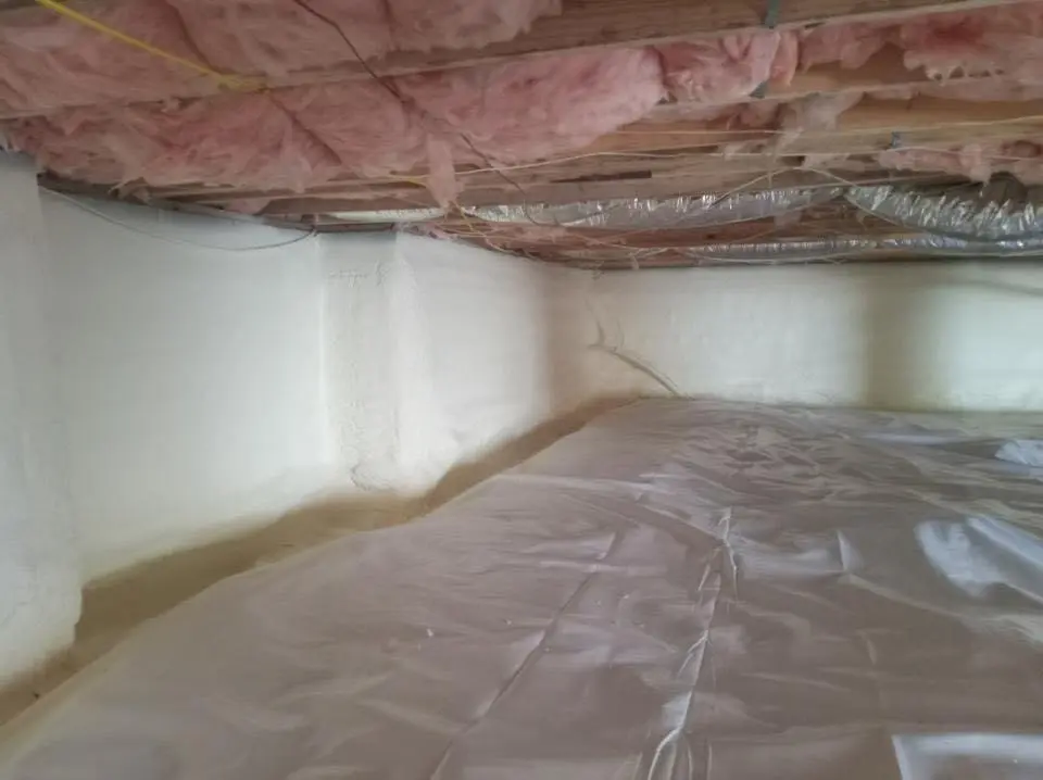 Crawl space encapsulation with closed-cell spray foam for Commercial Roof Restoration in Joppatowne